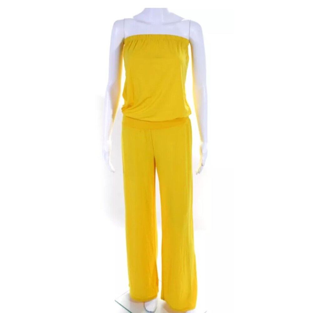 New Carmen Marc Valvo Swimwear Coverup Saffron Cruise Jumper Yellow Size Large‎